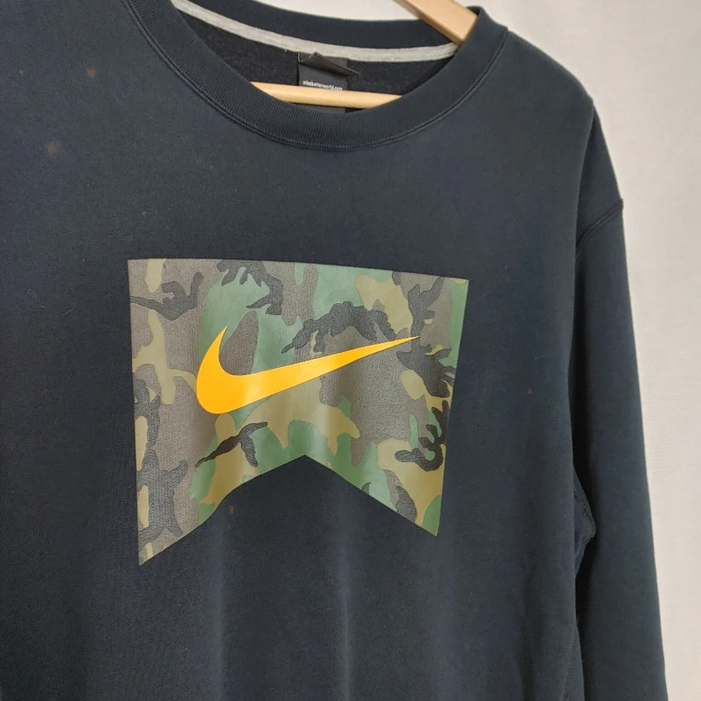 Nike Foundation Camo Crew Sweatshirt Black Military Special Forces‎ XL Washed